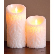 [LED 양초]FLAMELESS CANDLE IVORY DAMASK - 아이보리 [5인치]